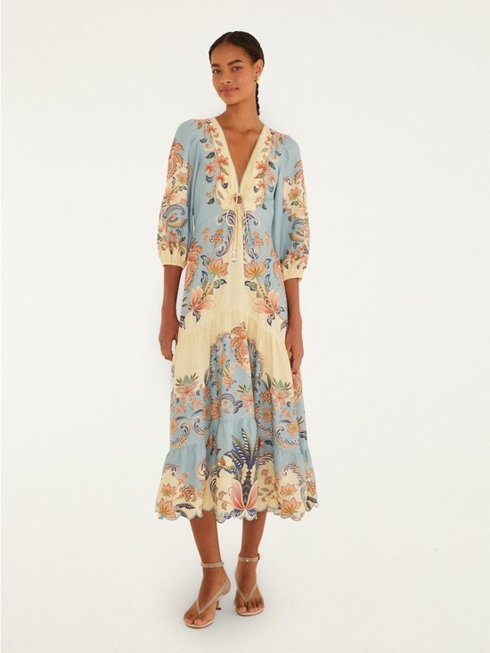 FARM Rio Dresses & Skirts - Farm Rio Butter Yellow Boho Beauty Maxi Dress